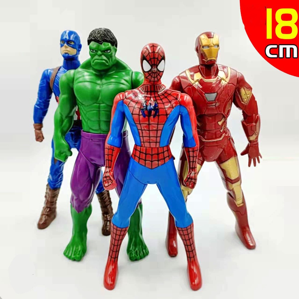 Mô Hình Đồ Chơi Nhân Vật Siêu Anh Hùng Marvel Spiderman Ironman Hulk 18cm