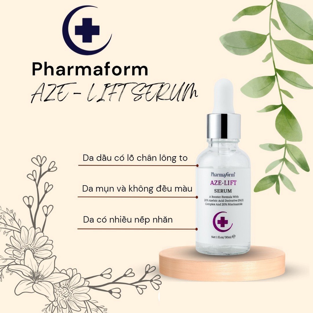 Ảnh Serum Pharmaform Aze-Lift 20% Azelaic Acid, 20% Niacinamide giúp kiểm soát dầu, thu nhỏ lỗ chân lông, giảm mụn, thâm 30m 2