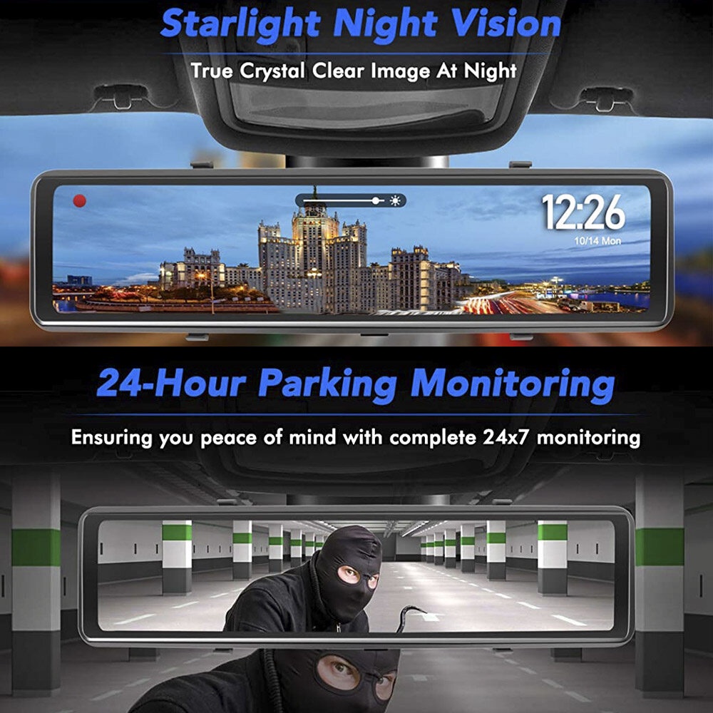 Ảnh Ekleva 12 Inch 4K 3840P Xe Dvr Dash Cam Ứng Dụng WIFI Sony IMX335 Gương Chiếu Hậu 1080P Camera Ô Tô Đầu Ghi Video Công Viên Màn Hình 2
