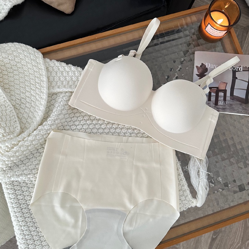 Set Áo Ngực + Quần Lót Không Dây Không Đường May Chống Trượt Có Thể Tháo Rời Thoải Mái Cho Nữ