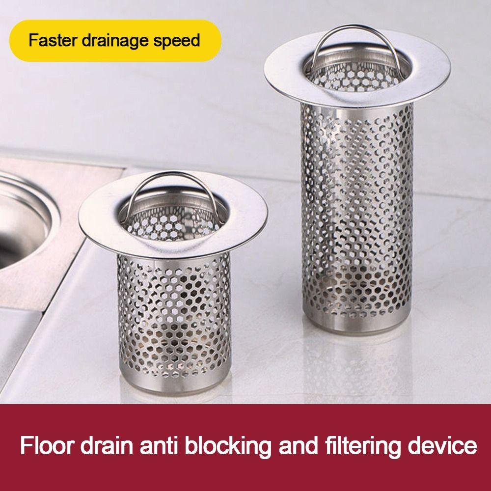 Dụng cụ lọc bồn rửa SLICELLIFE, Lưới lọc thoát nước sàn bằng thép không gỉ chống tắc, Dụng cụ xả rác đa chức năng có tay cầm Vỏ niêm phong chống thấm nước Dụng cụ vệ sinh phòng tắm nhà bếp