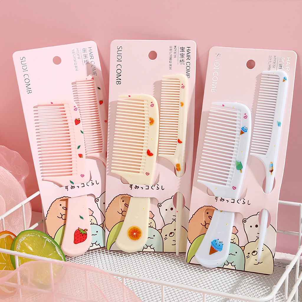Set 2 Lược Tạo Kiểu Họa Tiết Hoạt Hình Siêu Đáng Yêu - Bộ Lược Mini Bỏ Túi Tiện Dụng