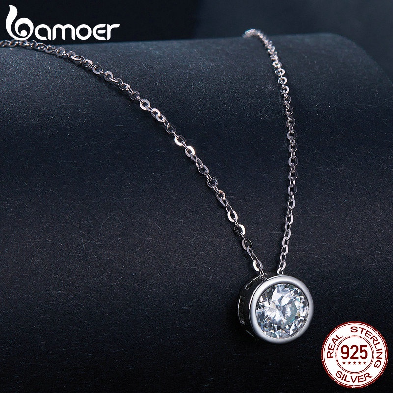 Bamoer Vòng cổ Bạc 925 VVS1 D Màu 1 Carat Moissanite Kiểm Tra 100% Chính Hãng MSN021