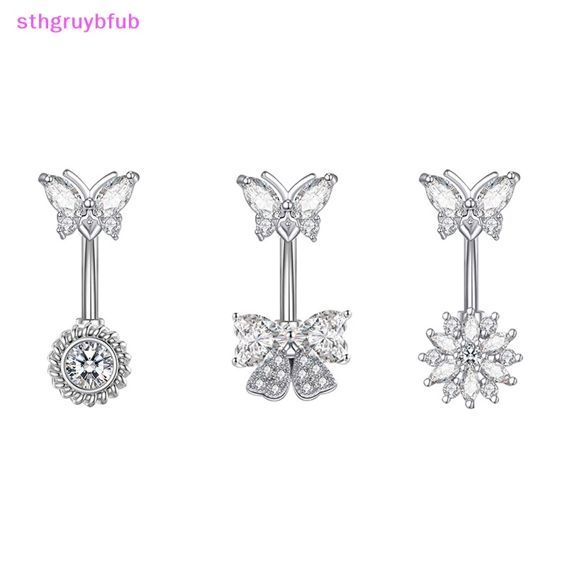 Sthb thời trang ong thắt lưng vòng thép không gỉ pha lê zircon rốn nhẫn hoa dành cho nữ trang sức cơ thể gợi cảm vn