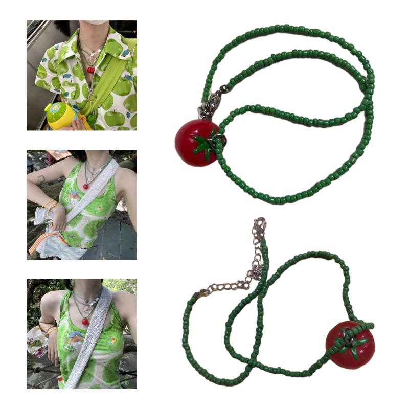 Vòng Cổ choker Chuỗi Hạt Cà Chua Xanh Thời Trang