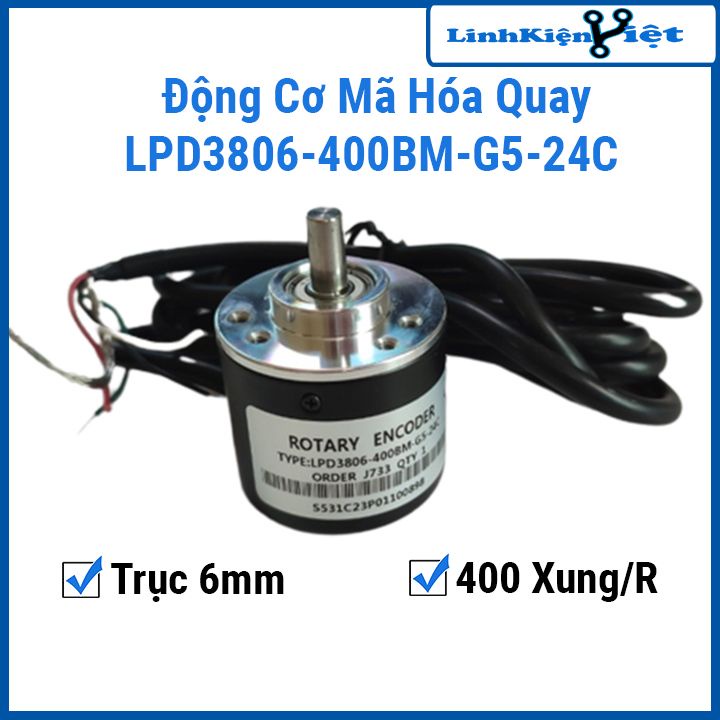 Bộ mã hóa quay (Encoder) LPD3806-400BM-G5-24C 400 Xung 6mm trục AB đo ...