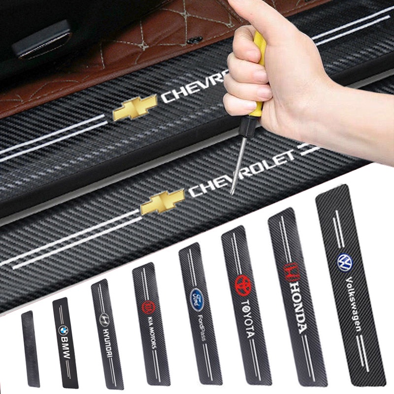 Bộ 4 Dải Dán Bảo Vệ Khung Cửa Xe Hơi Bằng vinyl / Sợi carbon Chống Trầy Xước Tiện Dụng