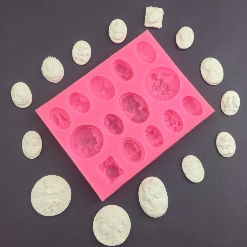 YU 3D Giảm Chân Dung Khuôn Nướng Bánh Silicon Dụng Cụ Trang Trí Bánh Fondant Khuôn