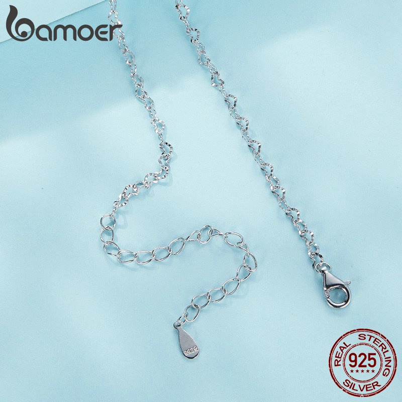 BAMOER Vòng cổ bạc 925 Mặt Trái Tim Độc Đáo Thời Trang SCA026