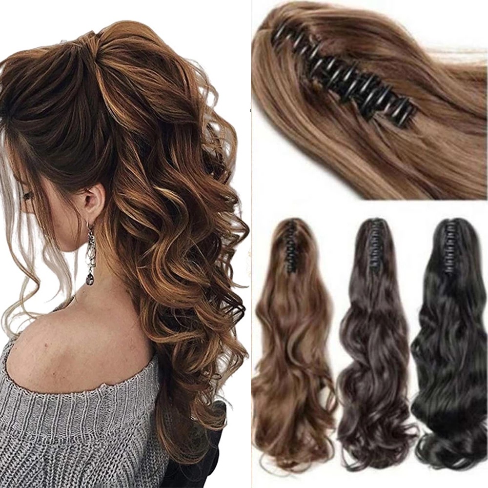 Thời trang phụ nữ mở rộng Kẹp lấy dài tóc đuôi ngựa gợn sóng lớn Kẹp tóc trong phần mở rộng đuôi ngựa cao