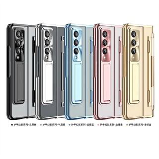Ốp điện thoại trong suốt mạ điện Samsung Z Fold 6 5 bản lề màn hình phim bao gồm tất cả Vỏ điện thoại Z Fold 5 chân đế Vỏ Pc trong suốt