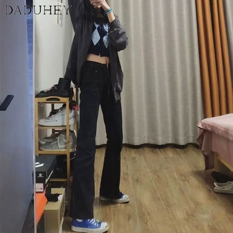 Ảnh Quần jean DADUHEY ôm dáng cạp cao ống loe phong cách Hàn Quốc cỡ lớn 2