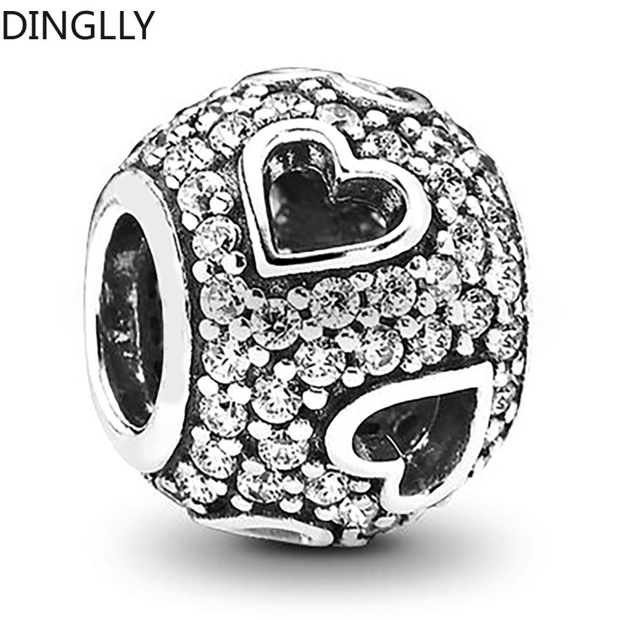 Hạt Charm Màu Sắc Bạc Hình Trái Tim Dùng Làm Trang Sức DIY