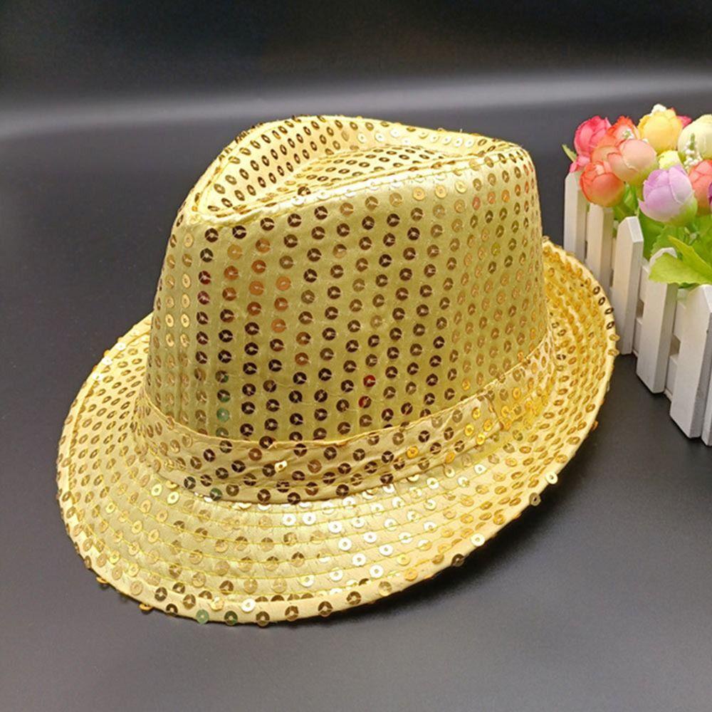 Mũ Jazz MINIMALY, Mũ Panama hóa trang sáng bóng, Sân khấu Cosplay bền bỉ Sequins Khiêu vũ Mũ biểu diễn nam nữ
