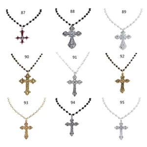 YOI Gothic Hạt Đeo Chéo Vòng Cổ Chữ Thập Vòng Cổ Gothic Vòng Cổ Lớn Thánh Giá Mặt Dây Chuyền Vòng Cổ Trang Sức Thời Trang