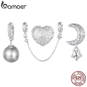 Bamoer Hạt Xỏ Lỗ Bằng Bạc 925 Họa Tiết Hoa Và Mây Dùng Để Làm Đồ Trang Sức