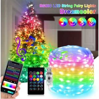 10m 100Leds Thông Minh 5V RGBIC WS2812b Dây Led Cổ Tích Ánh Sáng Dreamcolor Đuổi Theo Trang Trí Ngoài Trời Đồng Bộ Âm Nhạc