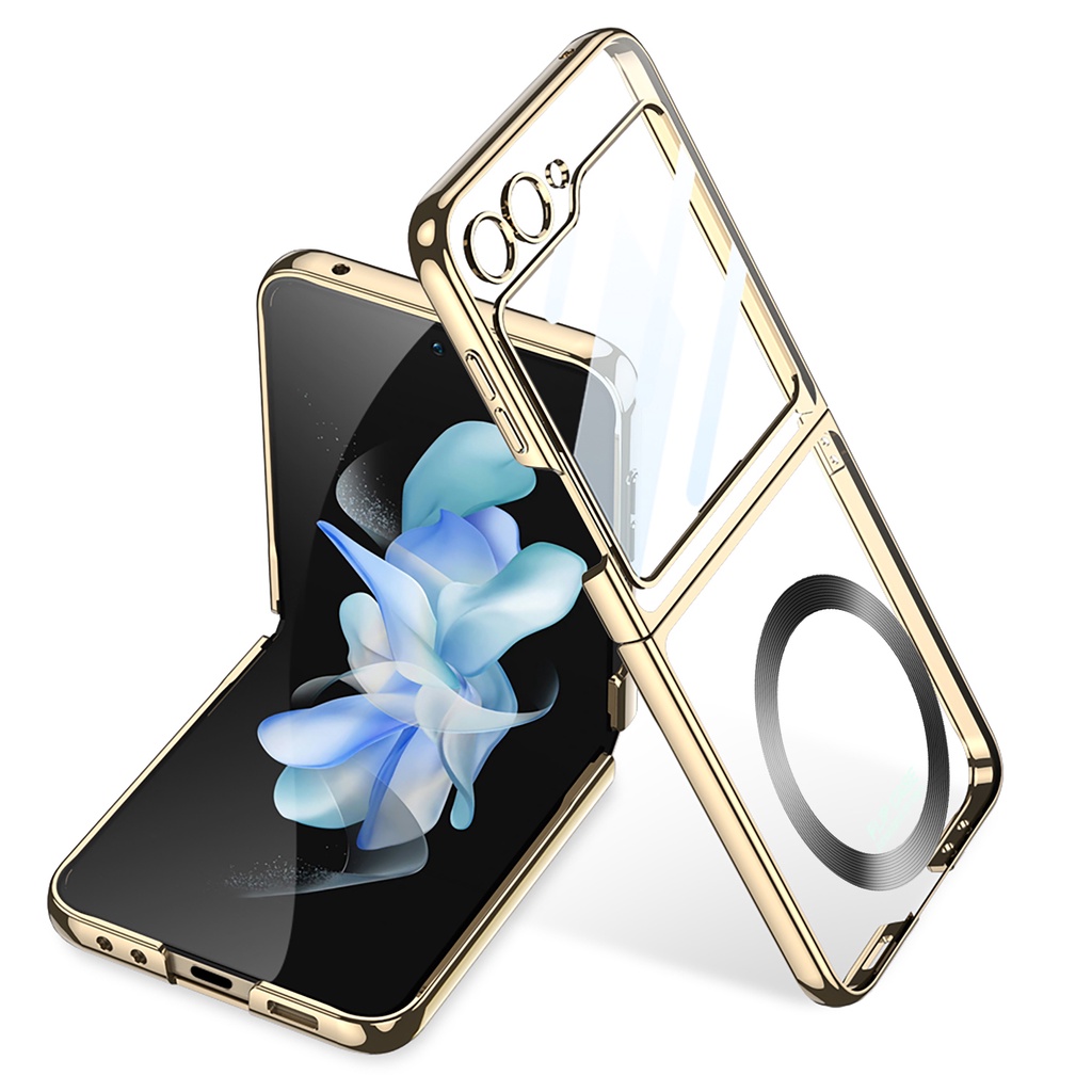 Vỏ điện thoại trong suốt mạ điện cho samsung galaxy z flip 5 flip5 5g trong suốt vỏ bảo vệ chống va đập cứng siêu mỏng