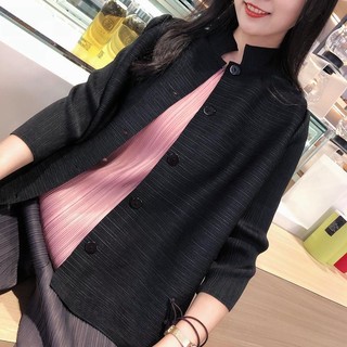 Áo Khoác  Miyake Xuân Thu 2023, Thiết Kế Xếp Ly Rời, Ôm Just Fit