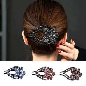 Kẹp Tóc Đuôi Ngựa Đính Đá Pha Lê Phong Cách Retro Thời Trang Dễ Phối Đồ