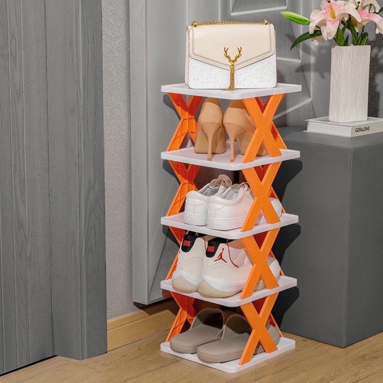Kệ Để Giày Dép Đa Năng Dễ Tháo Lắp 5 Tầng Hot 2022, Kệ Trang Trí Decor Chữ X Hiện Đại Chất Liệu Nhựa PVC Cao Cấp