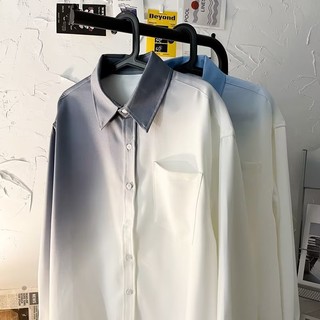 Áo Sơ Mi Nam Dài Tay Dáng Rộng Màu Gradient Phong Cách Harajuku Nhật Bản Thời Trang