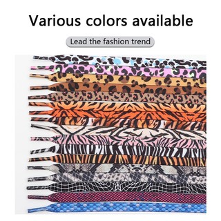 1 Cặp Dây Giày Dẹt In Họa Tiết Da Báo / Ngựa Vằn Cổ Điển Sáng Tạo Unisex
