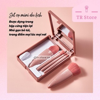 Bộ cọ mini set trang điểm du lịch 5 cọ nhỏ gọn tiện dụng kèm gương RKG
