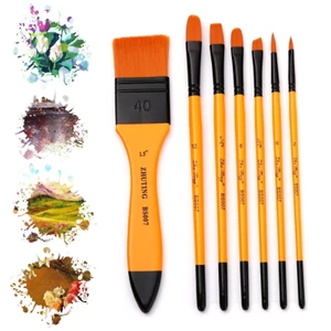 SA Sơn Bộ 7 Chiếc Tròn Mũi Nhọn Đầu Nylon Tóc Cho Acrylic Màu Nước Dầu Gouache Mặt Móng Tay Nghệ Thuật Tranh