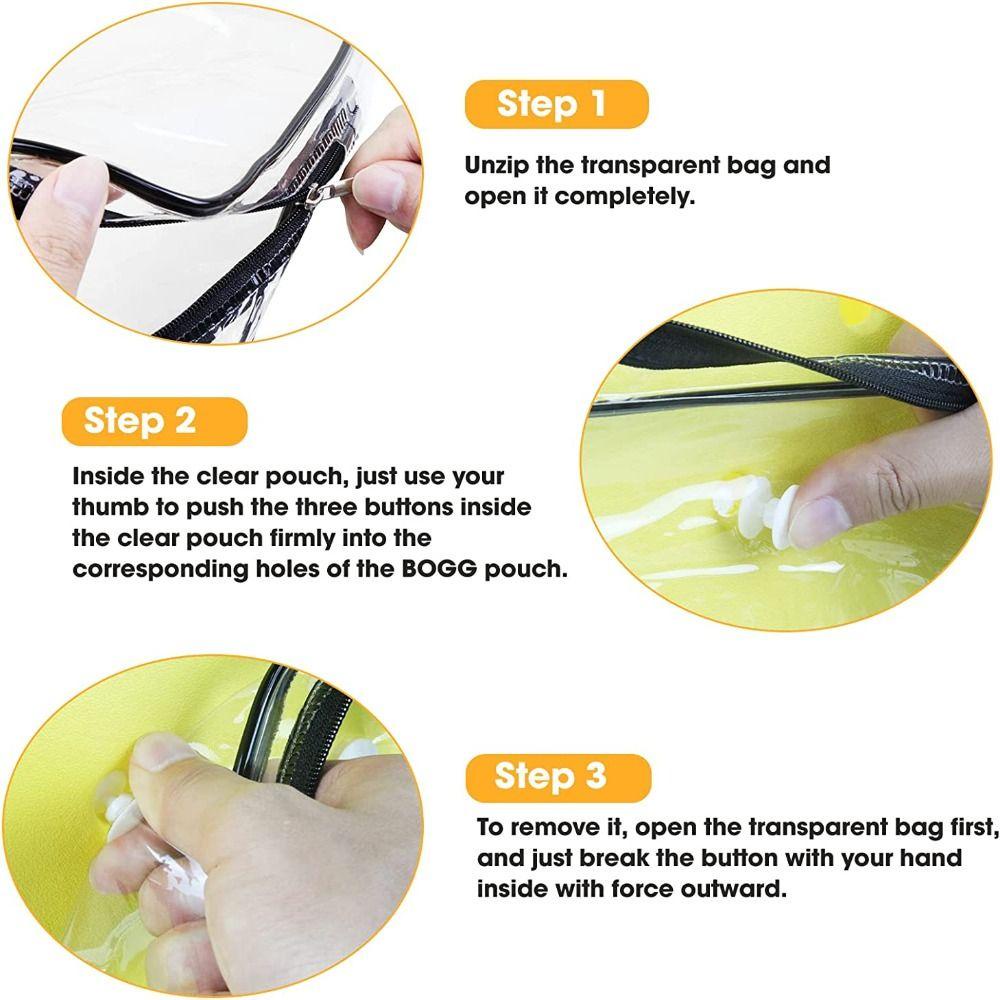 HOBBYIN Phụ kiện túi Tote đi biển HOBBYIN Bogg, Phụ kiện túi đi biển bằng nhựa PVC, Túi xách trong suốt nóng Túi trang điểm có dây kéo cho người sắp xếp du lịch / Túi Bogg