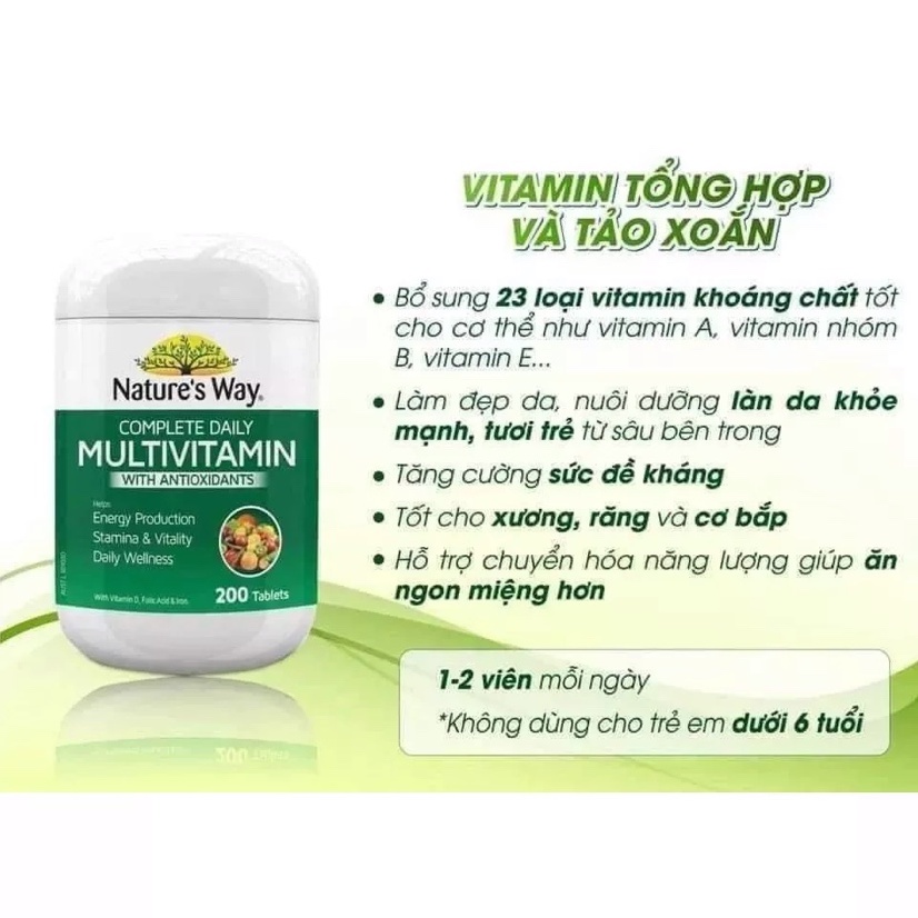 Vitamin tổng hợp và tảo biển Úc, Tảo xoắn Multivitamin Nature's way 200 viên