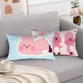 Vỏ gối polyester hoạt hình Zanmang Loopy màu hồng, hình chữ nhật, trang trí sofa, không kèm lõi gối
