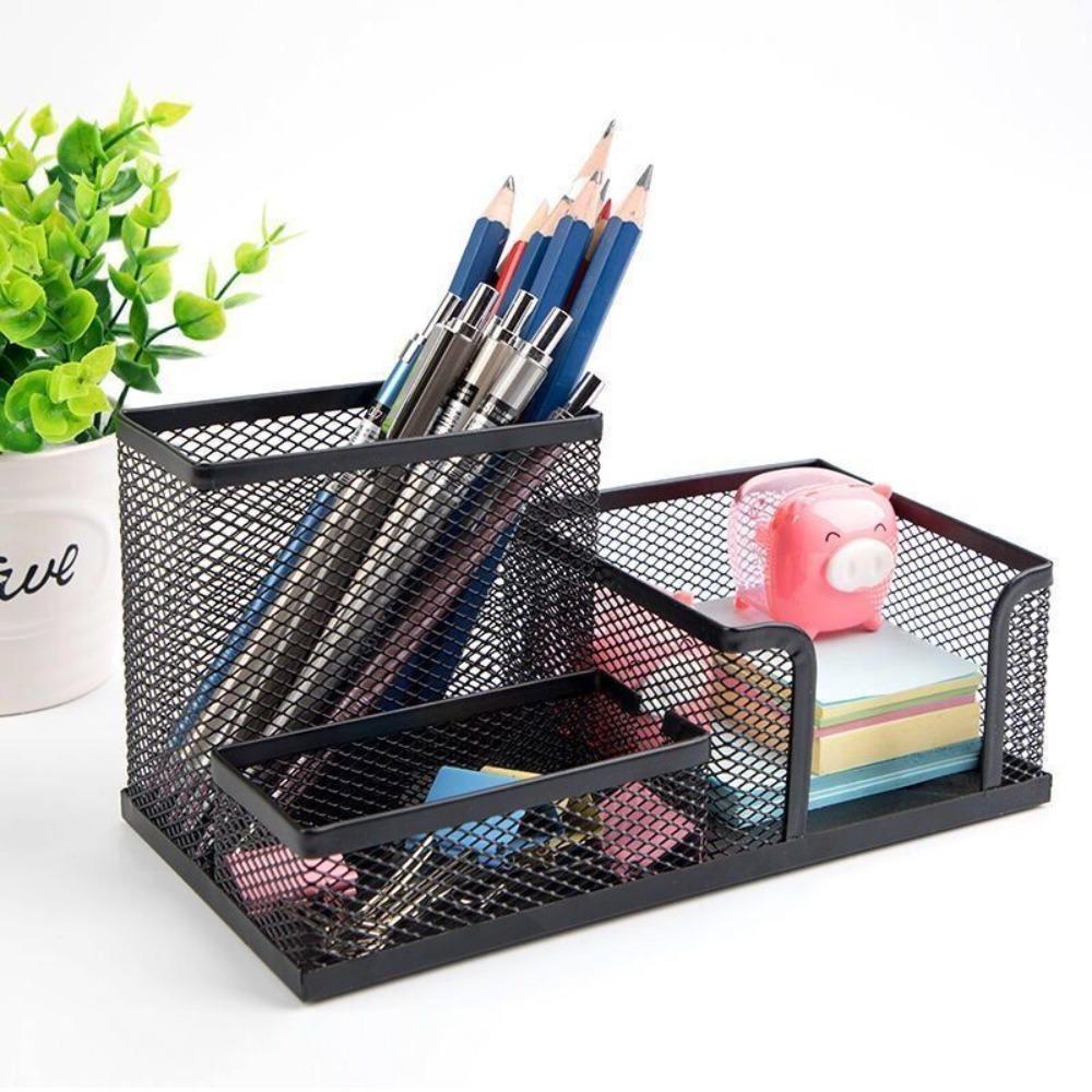 HIGHVIEWLS Hộp đựng bút kim loại Bộ sắp xếp bàn 3 / 4 lưới Giá đựng hồ sơ bền