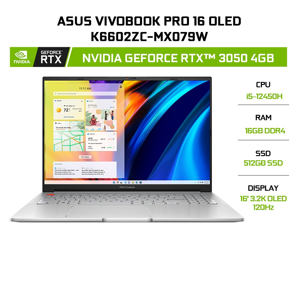 Laptop ASUS VivoBook Pro 16 OLED K6602ZC-MX079W i5-12450H16G512GRTX305016