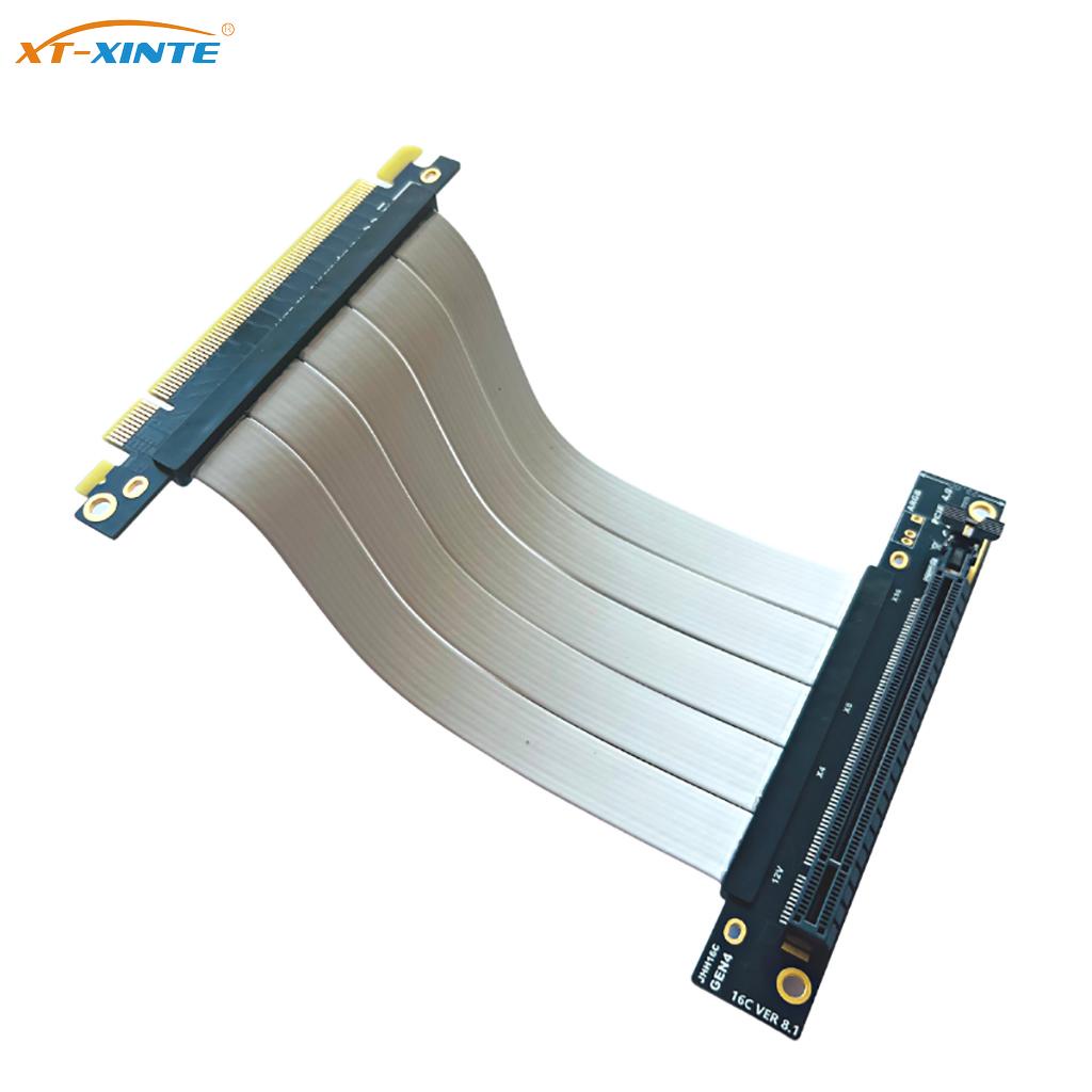 XT-XINTE PCIe X16 4.0 PCI E 3.0 Graphics Card Extension Cable 90 Right Angle Pci Express Riser Adapter Full Speed For Atx Cases Pc 64gb S I.1007608150