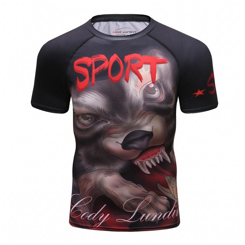 Áo Thun Thể Thao In Chữ Mannen Worstelen Jiu Jitsu Rashguard Strakke