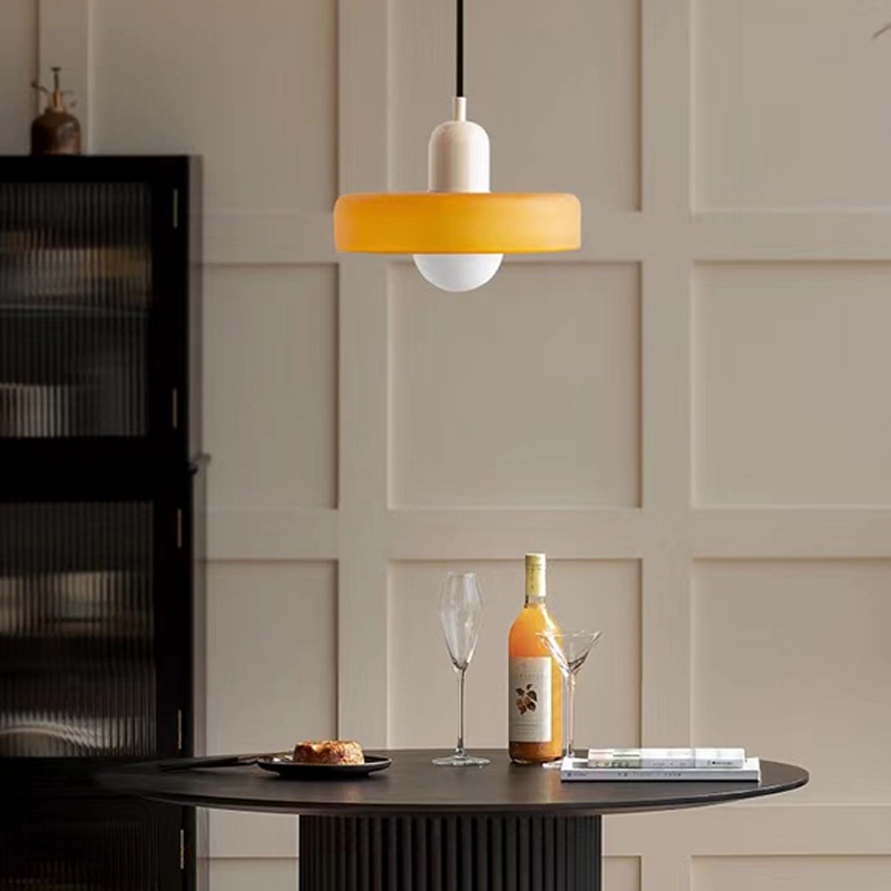 Bắc Âu Thẩm Mỹ Phòng Ăn Mặt Dây Chuyền Đèn Trần, Đèn Chùm Kính Nhiều Màu Sắc Led Retro, Phòng Ngủ Phòng Khách Cafe Đèn Treo Trang Trí