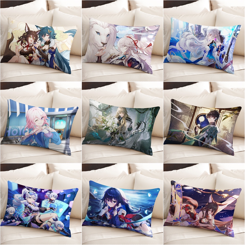 Honkai: Vỏ Gối Polyester Một Mặt Hình Chữ Nhật In Đường Ray Ngôi Sao March 7th /Seele /Himeko / Wolf /Jing Yuan / Tingyun Trang Trí Nhà Cửa (Không Kèm Lõi)