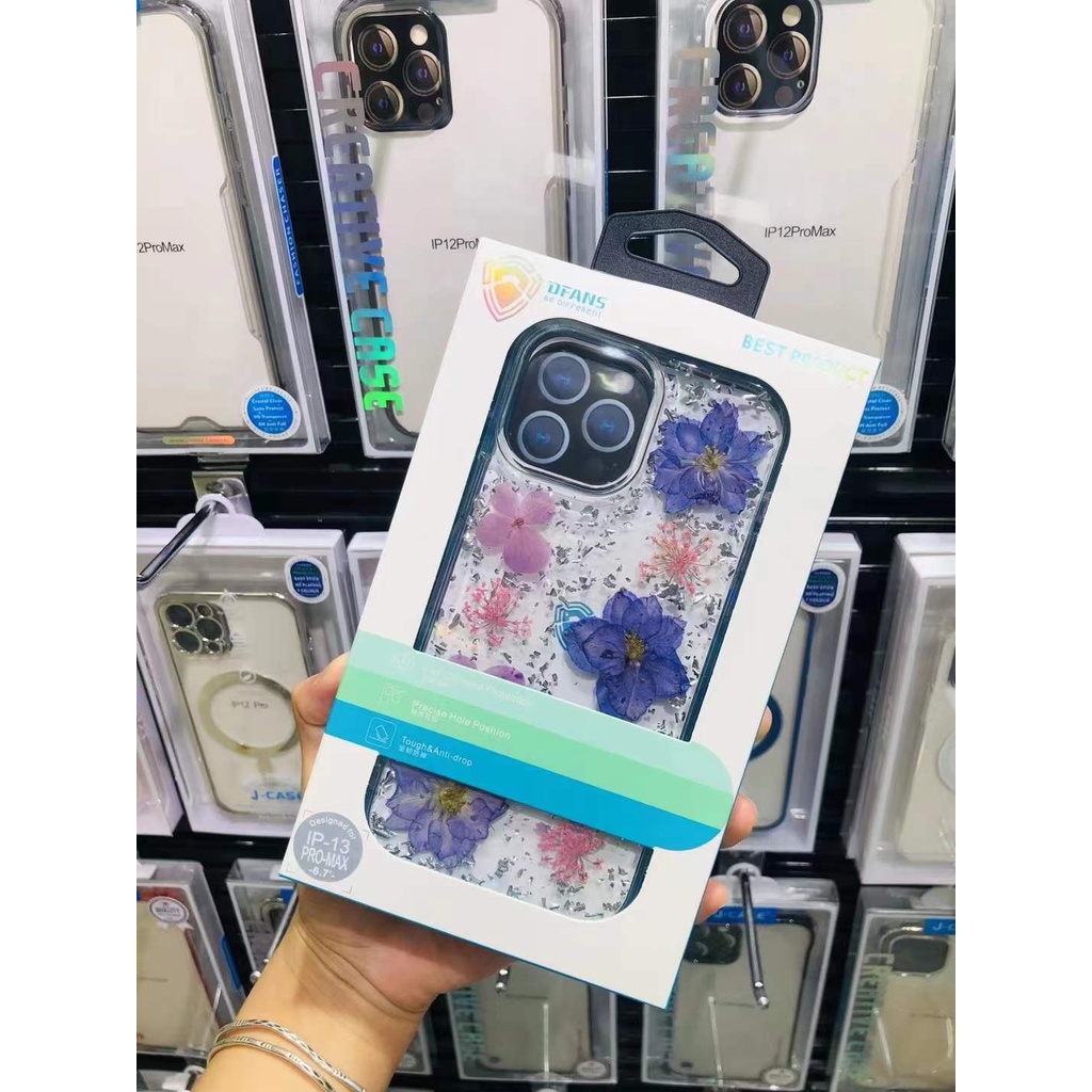 Ốp điện thoại IPhone 13Promax Vỏ bảo vệ Dfans Flower Chống sốc Apple 13Promax Gold Foil Vỏ bảo vệ toàn diện