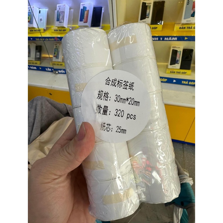 giấy in nhiệt khổ 30mmx20mm ,50x30 (320 tem)
