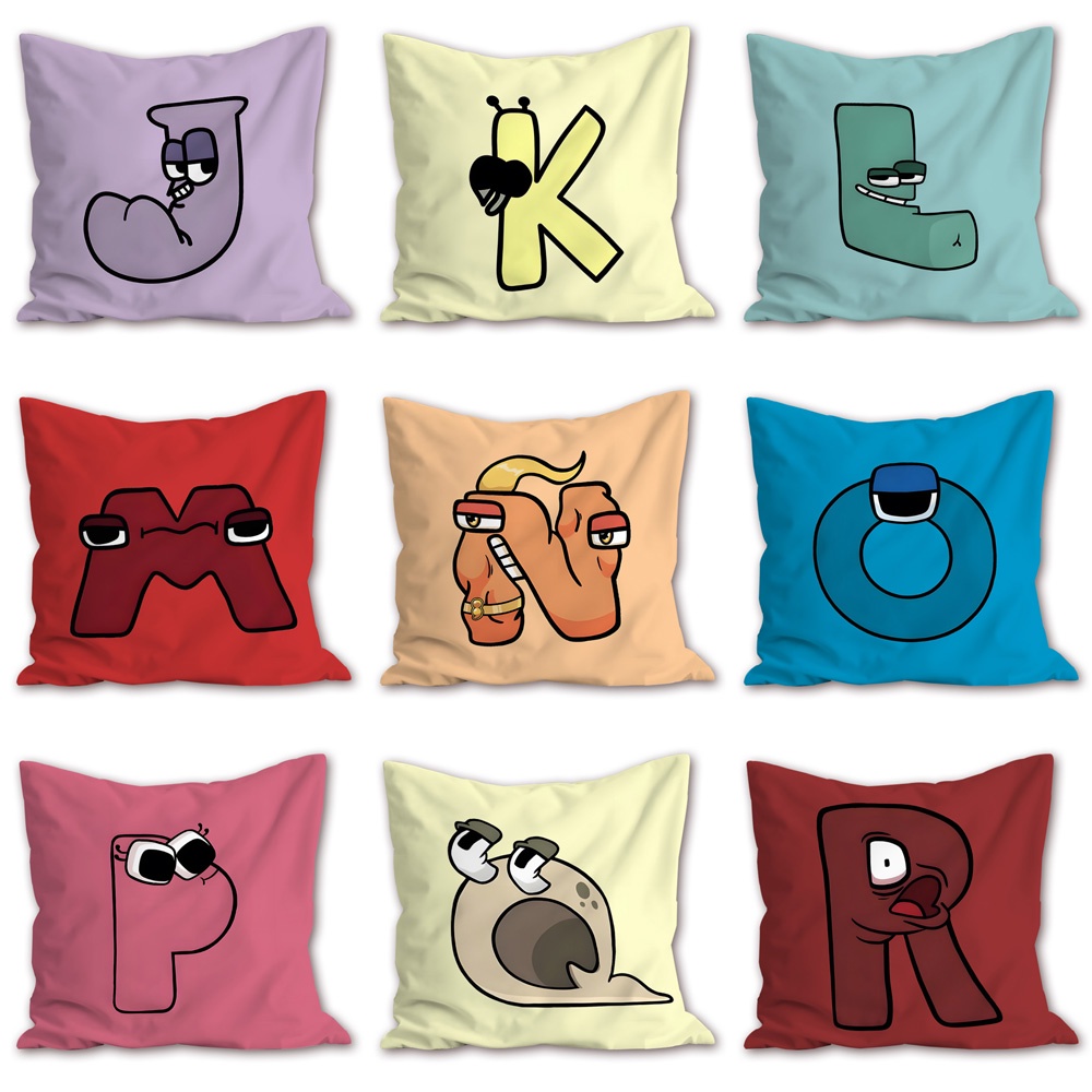 Bộ 26 Vỏ Gối Polyester Một Mặt In Chữ Cái Hoạt Hình Trang Trí Nhà Cửa / Xe Hơi