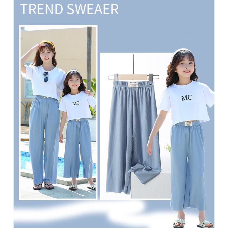 Bé Gái Quần Ống Rộng Bloomers Drap Cảm Giác Phụ Nữ Cha Mẹ-Con Mặc Mỏng Lắc Quần Ren Quần Chống Muỗi 100-