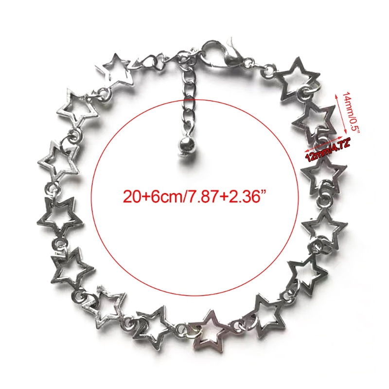 Coo Vintage Shiny Star Pentagram Chất liệu hợp kim Vòng tay cho nữ Vòng tay ngọt ngào