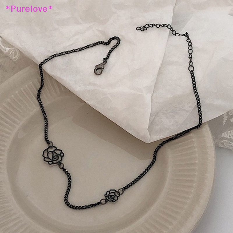 Vòng Cổ Choker Hoa Hồng Đen Phong Cách Gothic Hàn Quốc Thời Trang Mới