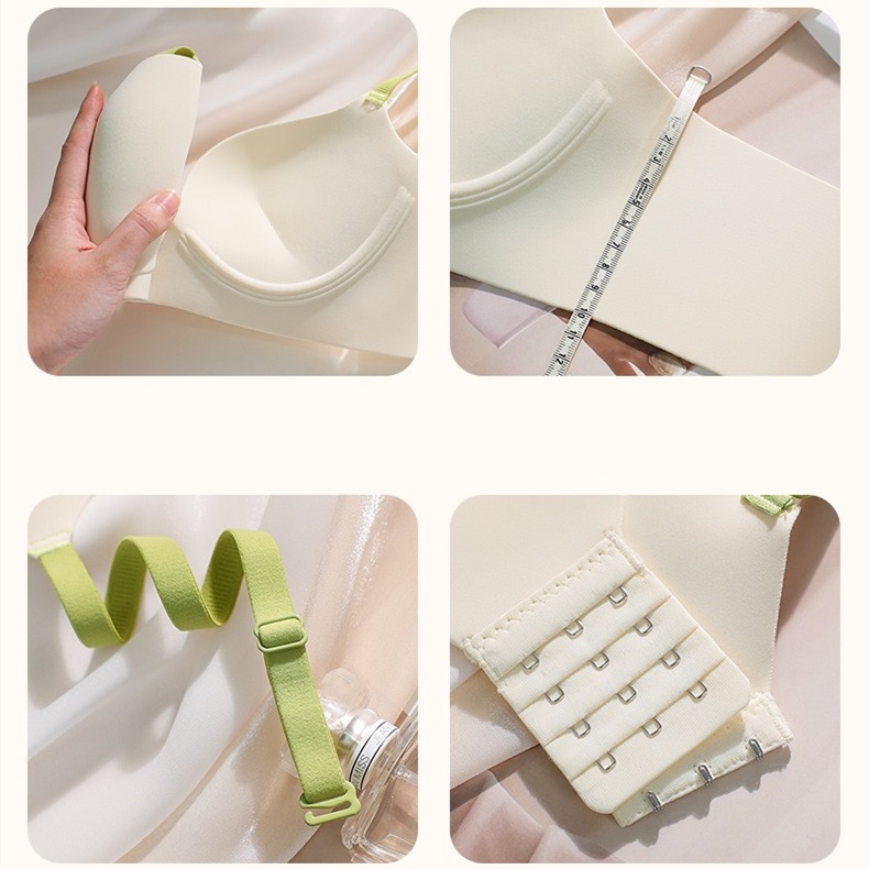 Set Áo Lót Không Đường May + Quần Lót Màu Sắc Tương Phản Thời Trang Cho Nữ