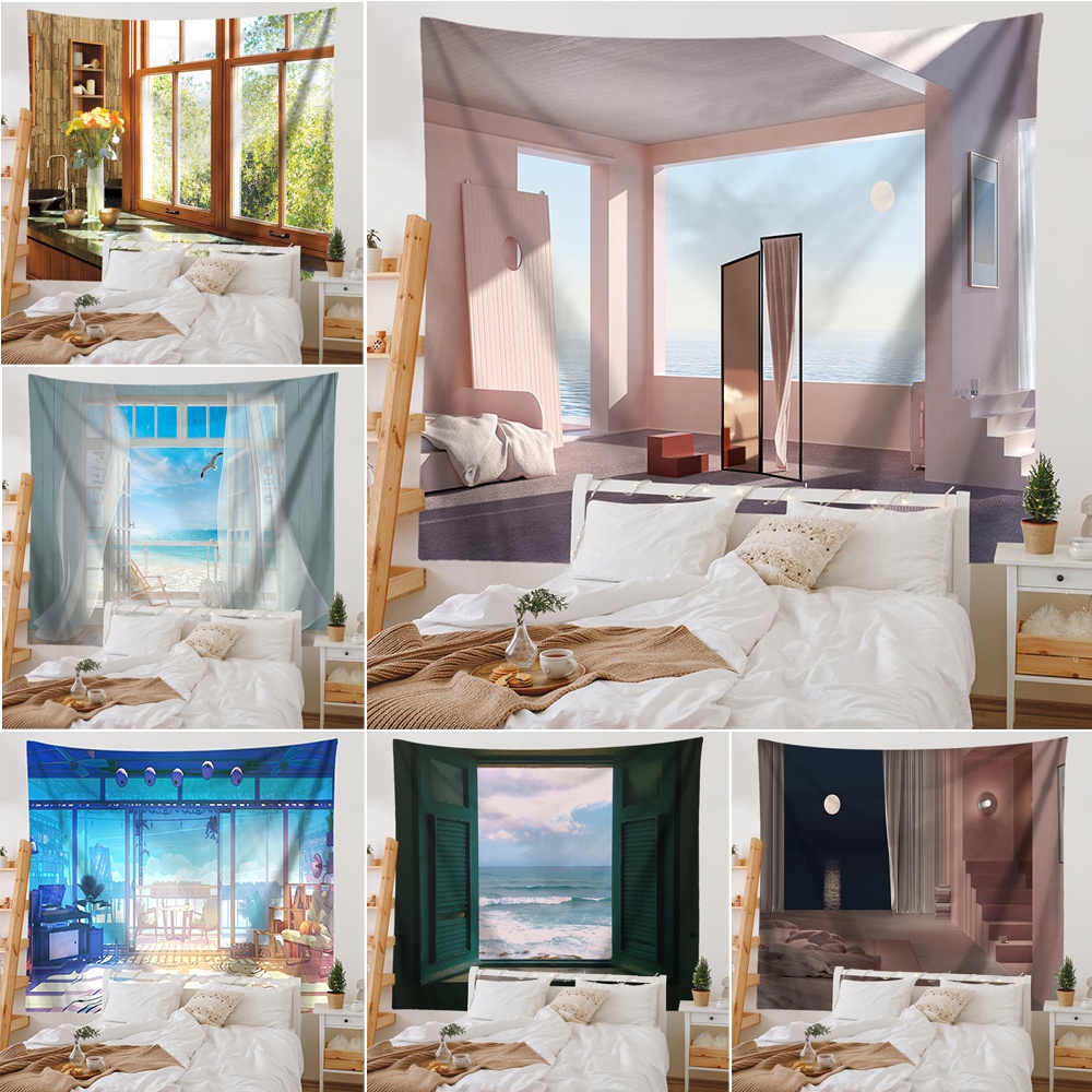 Thảm Treo Tường Kèm Kẹp Chất Liệu Polyester Trang Trí Phòng Ngủ