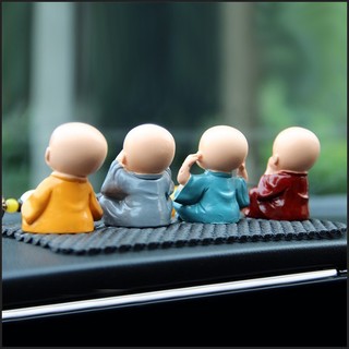 Bộ Tượng Chú Tiểu Hòa Thượng Tứ Không - Phật Phong Thủy Mini 4 Tư Thế, Trang Trí Xe Hơi, Để Bàn- 31