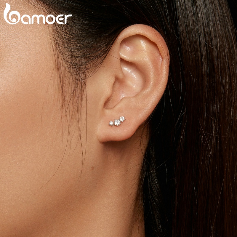 Bamoer Bông Tai bạc 925 5 vvs1 Thiết Kế Độc Đáo Thời Trang Cho Nữ MSE034