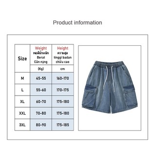 Quần Short Denim Dáng Rộng Phối Túi Lớn Phong Cách Retro Mỹ Cao Cấp Cho Nam