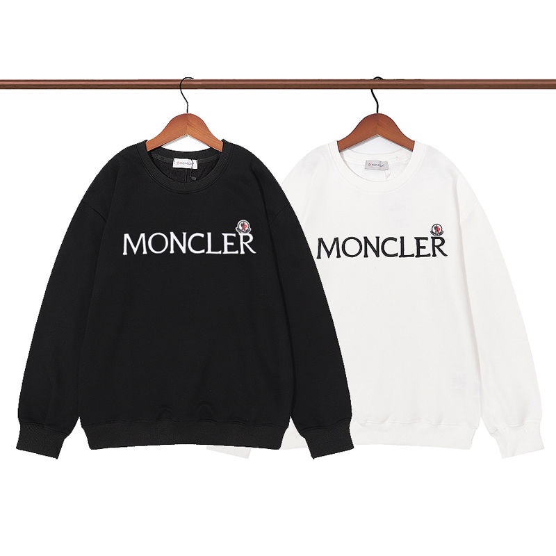 2023 Áo khoác hoodie Mông Cổ mới nam nữ có cotton nguyên chất cổ tròn in chữ huy hiệu áo sơ mi dáng rộng thông thường